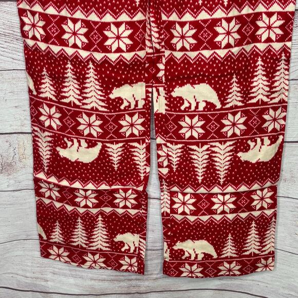 Old Navy Christmas Holiday Pajamas PJ's Red Fair Isle Flannel Cotton Set Small - Picture 6 of 7
